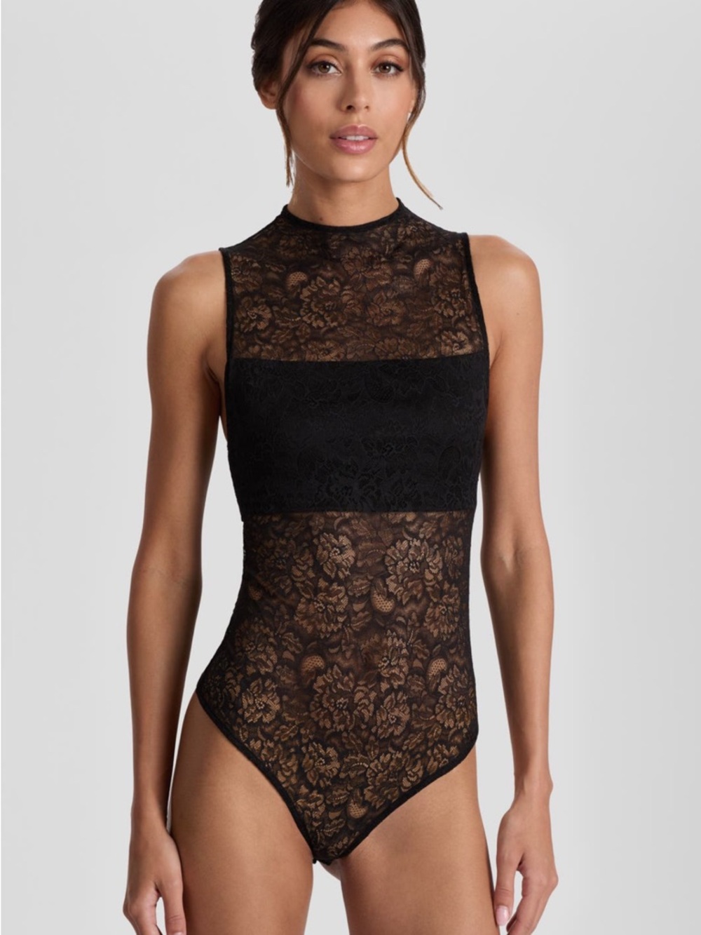 Alice + Olivia Nichol Lace High-Neck Bodysuit